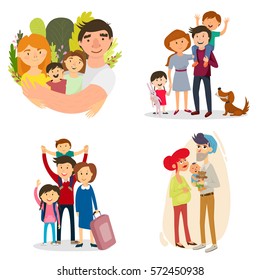 a happy family. set. pregnancy, baby, father, friendship, relationships. vector