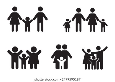 Happy Family - set of vector icons for logo or design.