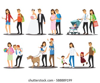 Happy family set ,Vector illustration cartoon character.