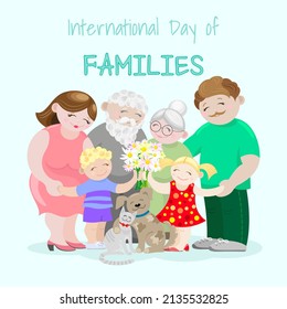 Happy family from several generations on a light background for the International Day of Families