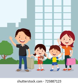 Happy family shopping