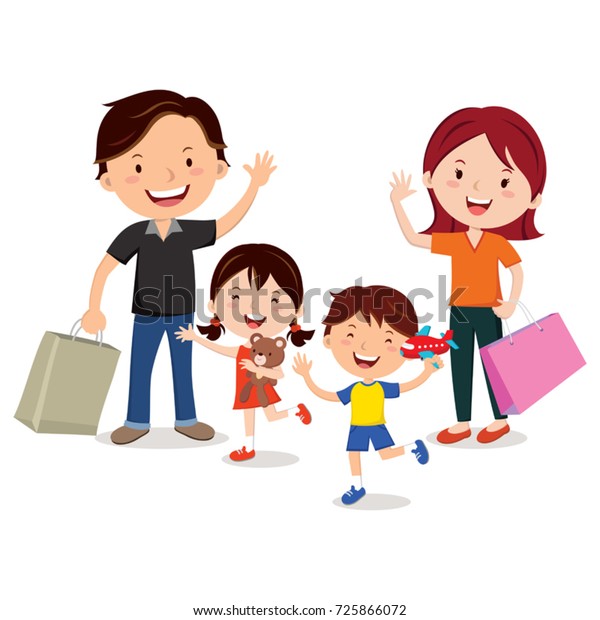 Happy Family Shopping Stock Vector (Royalty Free) 725866072