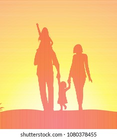 happy family silhouette