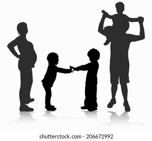 Happy family silhouette