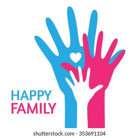 Happy Family. Silhouette Concept Design. Vector Illustration.