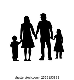 Happy family silhouette, Family silhouettes, Vector illustration silhouettes of family, Collection of family silhouettes on isolated background