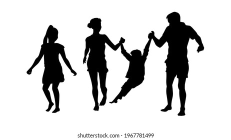 Happy family silhouette vector illustration isolated on white background