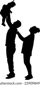  Happy Family Silhouette Vector Illustration