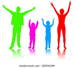Happy family silhouettes