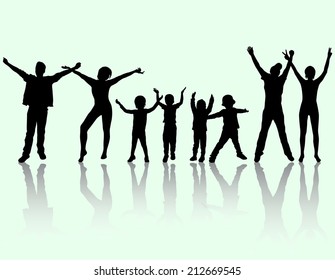 Happy family silhouettes