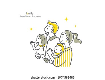 happy family, simple illustration, bicolor