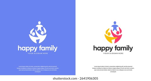 happy family with simple silhouette style, parenting symbol, leader, vector graphic template.