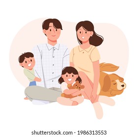 Happy family sitting together and having fun. Family people concept vector illustration.