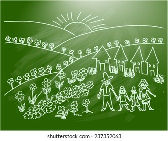 happy family, sketch