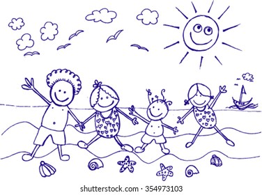 happy family, sketch