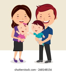 Happy family smiling. Cheerful family portrait.