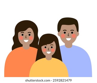 Happy family. Smiling parent and child daughter together. Relationship, love, parenthood, childhood concept. Flat people character vector design isolated illustration.