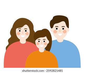 Happy family. Smiling parent and child daughter together. Relationship, love, parenthood, childhood concept. Flat people character vector design isolated illustration.