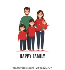 Happy Family Smiling Together Vector Illustration	