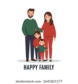 Happy Family Smiling Together – Vector Illustration	
