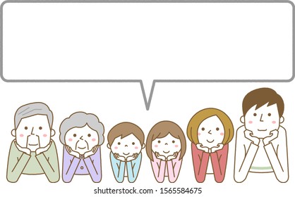Happy family speech bubble illustration.