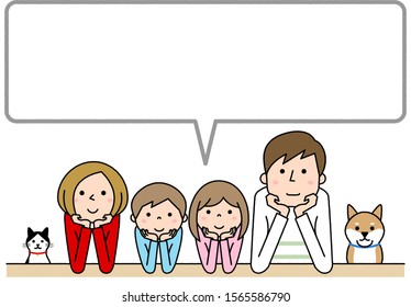 Happy family speech bubble illustration.