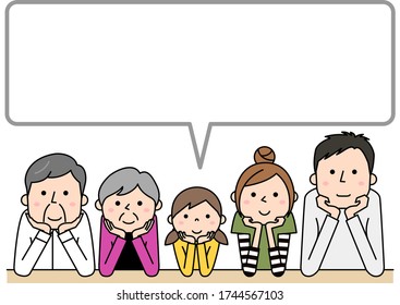 Happy family speech bubble illustration.