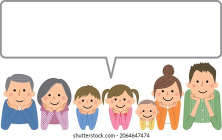 Happy family speech bubble illustration.
