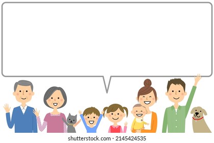 Happy family speech bubble illustration.