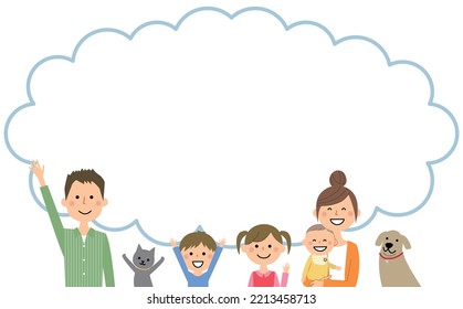 Happy family speech bubble illustration.