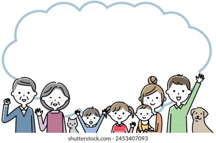Happy family speech bubble illustration.