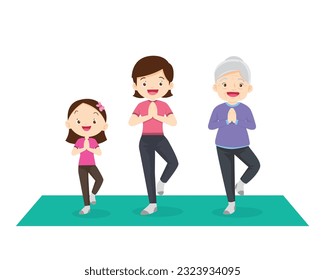 Happy Family Sport Activity. Mother, Father and Kid Doing Morning Exercising at Home. Dad, Mom and Little Son Fitness Workout Exercise, Healthy Lifestyle