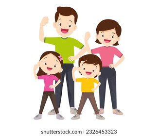 Happy Family Sport Activity. Mother, Father and Kid Doing Morning Exercising at Home. Dad, Mom and Little Son Fitness Workout Exercise, Healthy Lifestyle