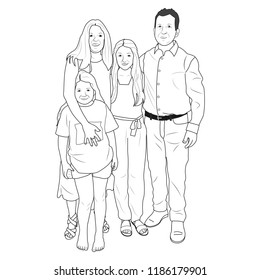 Happy Family Standing Man Woman Daughter Stock Vector (Royalty Free ...