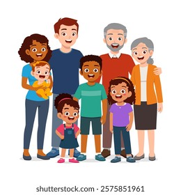 happy family standing for portrait photograph together