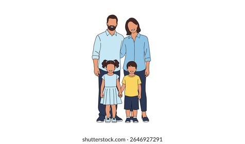 A Happy Family Standing Together in Casual Clothing Awaiting a Special Day