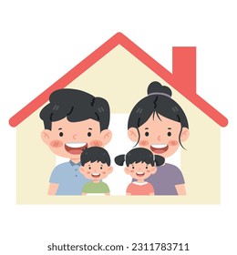 Happy family stay at home