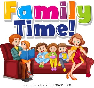 Happy family stay at home illustration