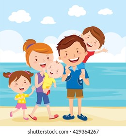 Happy family summer vacation. Family having fun at the beach.