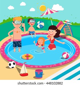 Children Pool Party Cartoon Vector Concept Stock Vector (Royalty Free ...
