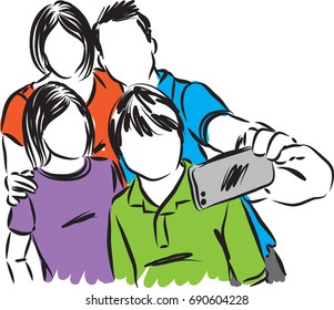 happy family taking picture vector illustration