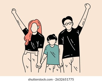 Eine glückliche Familie, die so kompakte Vektorgrafik-Design
