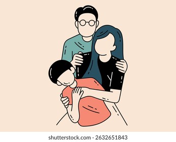 A happy family that is so compact vector illustration design