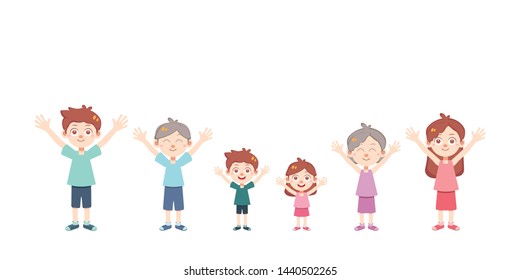 happy family time vector isolated