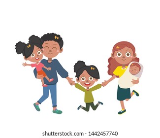 Happy Family Time Vector Set Stock Vector (Royalty Free) 1442457746 ...