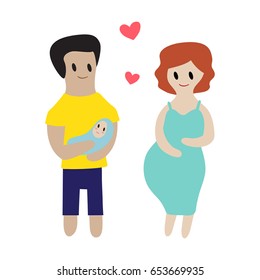 Happy family together. Father and mother i love you. Baby vector