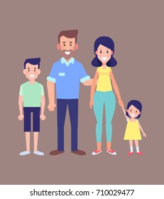 Familia feliz juntos. Ilustración vectorial plana.
