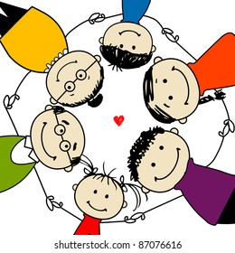 Happy family together, frame for your design