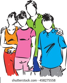 HAPPY FAMILY TOGETHER ILLUSTRATION