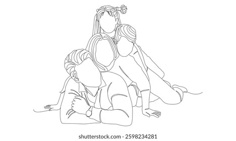 Happy Family Together – Parents and Children Bonding Illustration